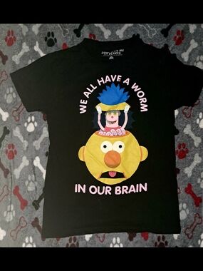 Black Graphic T-Shirt "We All Have a Worm in Our Brain"
